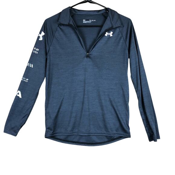Under Armour Sweater Teen Boy Dark Gray Thin 1/4 Zip Loose Athletic Youth Large - Picture 1 of 12